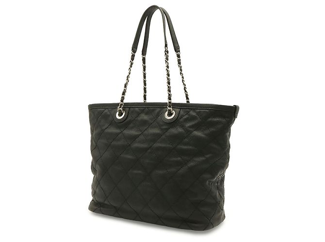 Borsa Tote Chanel Matelassé Coco Mark Chain Nero - vista 3