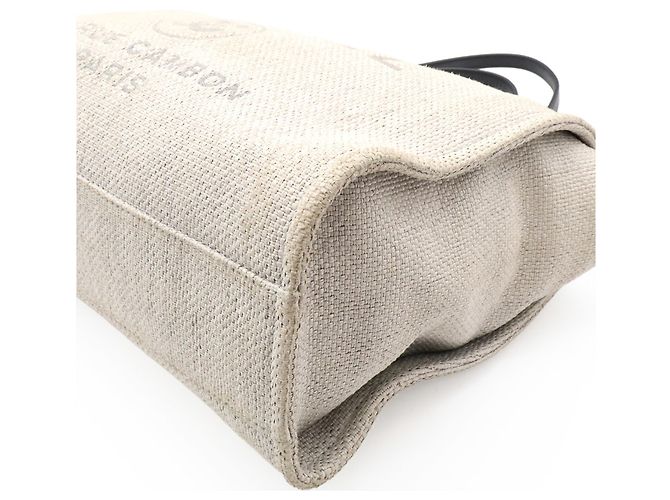 Borsa Tote Chanel Deauville Line Nero Bianco Grigio - vista 4