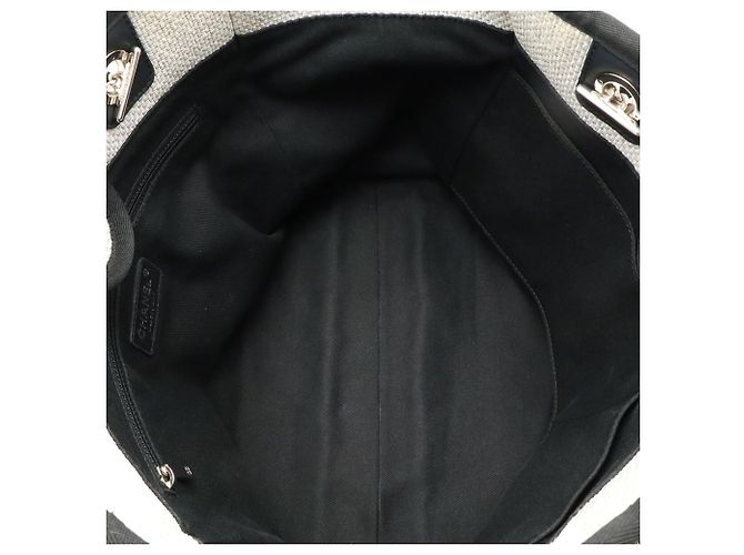 Borsa Tote Chanel Deauville Line Nero Bianco Grigio - vista 9