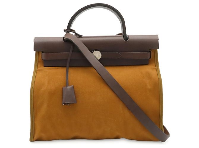 HERMES Hermès Herbag Zip PM Handtasche Hellbraun Dunkelbraun - Ansicht 2