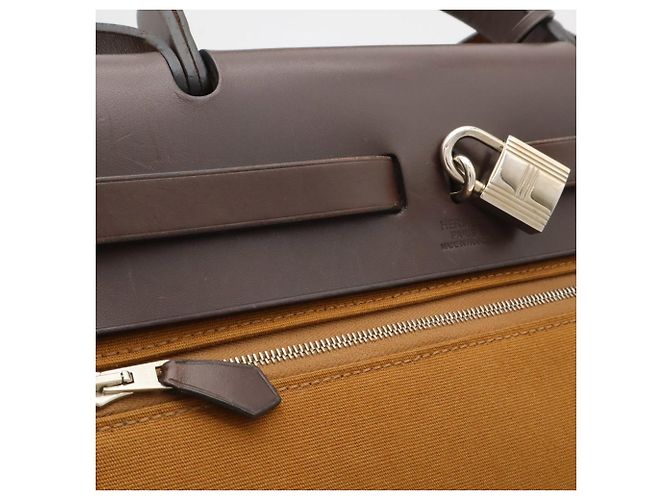 HERMES Hermès Herbag Zip PM Handtasche Hellbraun Dunkelbraun - Ansicht 6