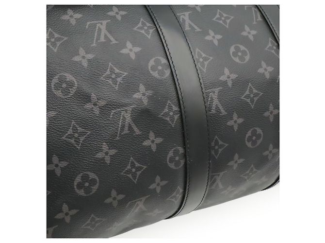Louis Vuitton Monogram Eclipse Keepall Bandoulière 45 Borsa Boston Marrone Nero Bianco Monogramma - vista 10