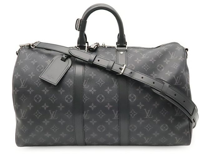 Louis Vuitton Monogram Eclipse Keepall Bandoulière 45 Borsa Boston Marrone Nero Bianco Monogramma - vista 2