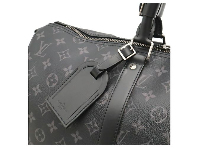 Louis Vuitton Monogram Eclipse Keepall Bandoulière 45 Borsa Boston Marrone Nero Bianco Monogramma - vista 9