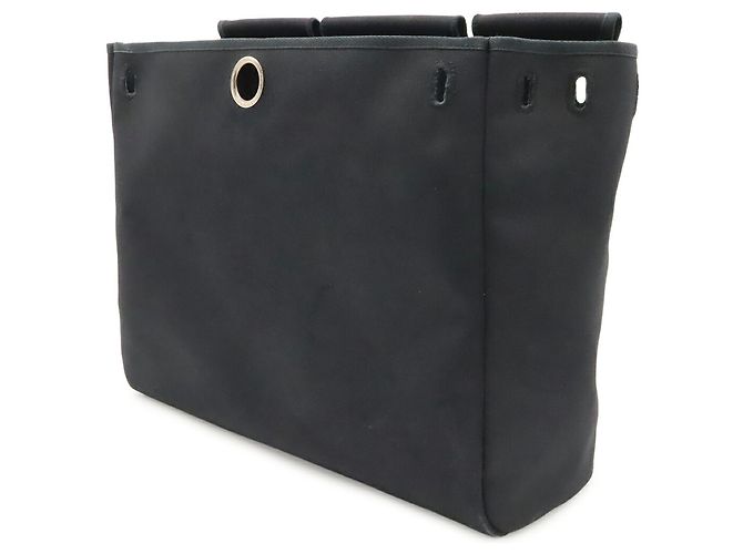 Hermès Borsa Hermes Herbag MM in Toile Officier e pelle nera Nero - vista 9