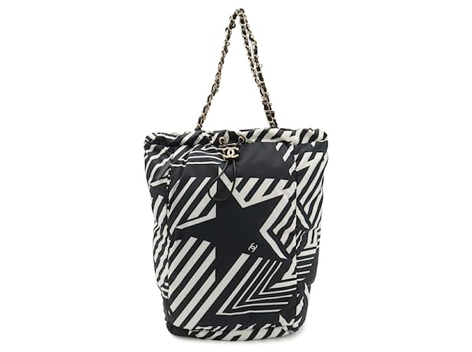 Zaino CHANEL Coco Beach Nero Bianco - vista 2