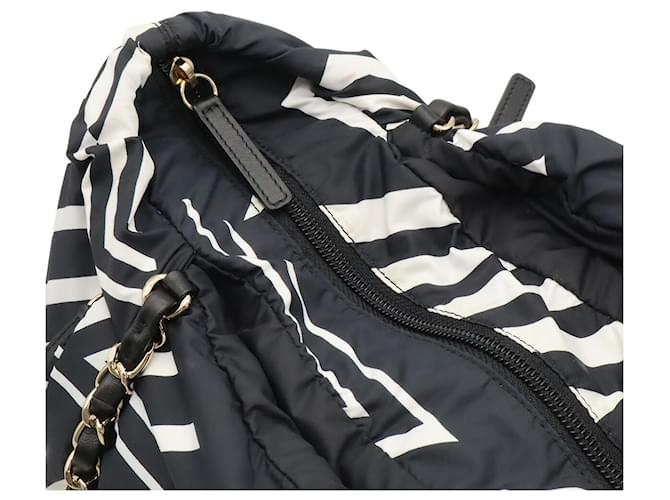 Zaino CHANEL Coco Beach Nero Bianco - vista 6