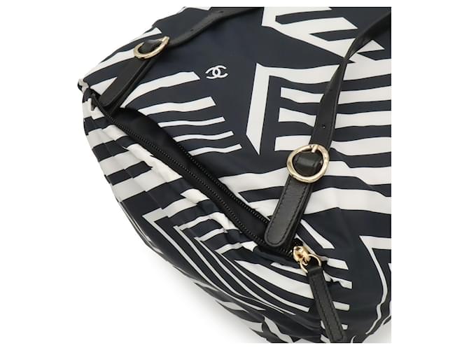 Zaino CHANEL Coco Beach Nero Bianco - vista 9