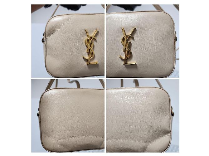 YVES SAINT LAURENT Borsa Camera Monogram Small in Pelle Grena Beige - vista 11