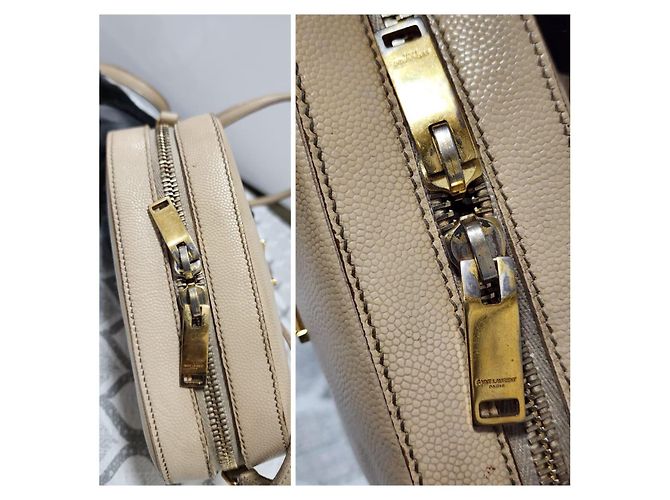 YVES SAINT LAURENT Borsa Camera Monogram Small in Pelle Grena Beige - vista 12