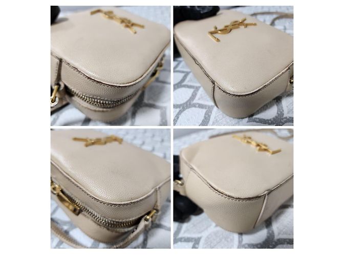 YVES SAINT LAURENT Borsa Camera Monogram Small in Pelle Grena Beige - vista 13