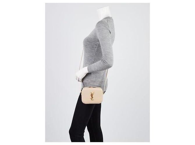 YVES SAINT LAURENT Borsa Camera Monogram Small in Pelle Grena Beige - vista 18