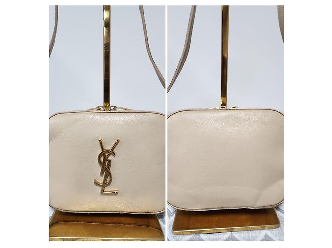 YVES SAINT LAURENT Borsa Camera Monogram Small in Pelle Grena Beige - vista 4