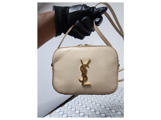 YVES SAINT LAURENT Borsa Camera Monogram Small in Pelle Grena Beige - vista 5