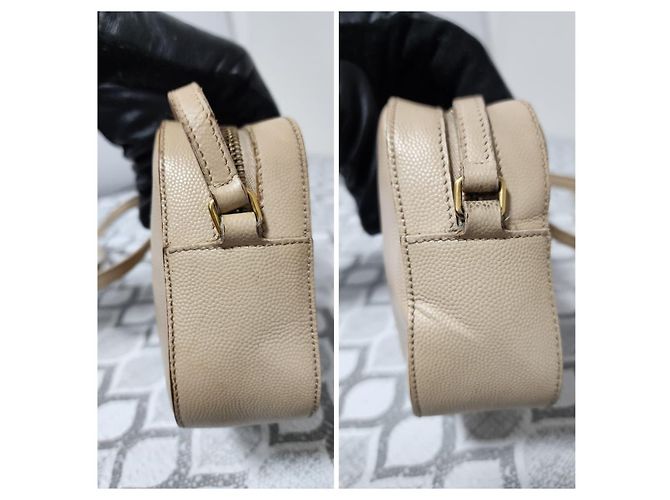 YVES SAINT LAURENT Borsa Camera Monogram Small in Pelle Grena Beige - vista 7
