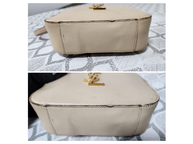 YVES SAINT LAURENT Borsa Camera Monogram Small in Pelle Grena Beige - vista 8