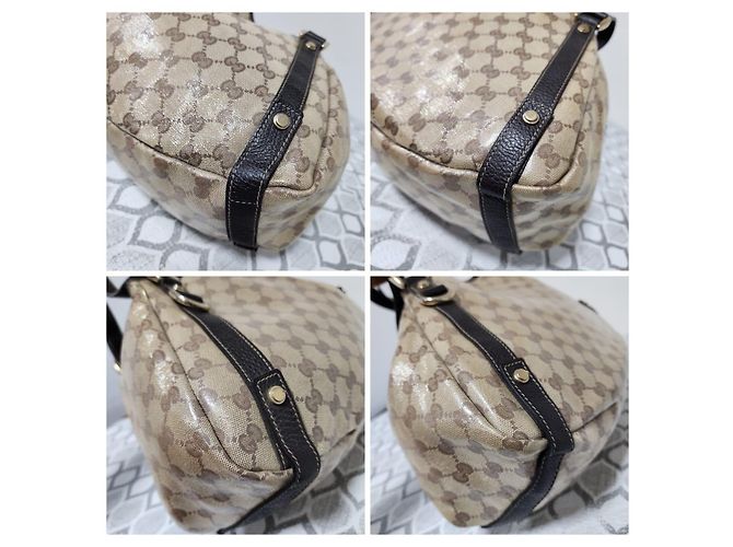 Borsa a tracolla GUCCI Crystal Monogram Medium Marrone Scuro/Beige - vista 10