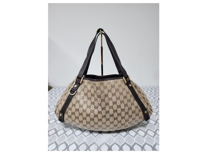 Borsa a tracolla GUCCI Crystal Monogram Medium Marrone Scuro/Beige - vista 13