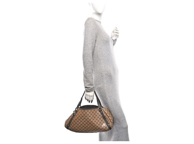 Borsa a tracolla GUCCI Crystal Monogram Medium Marrone Scuro/Beige - vista 14