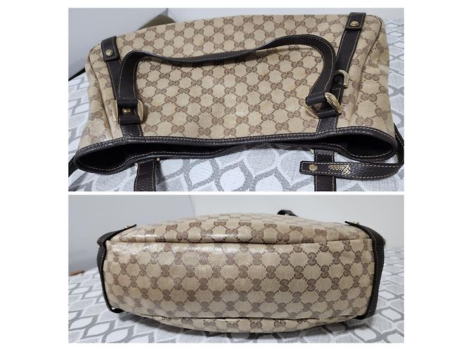 Borsa a tracolla GUCCI Crystal Monogram Medium Marrone Scuro/Beige - vista 5