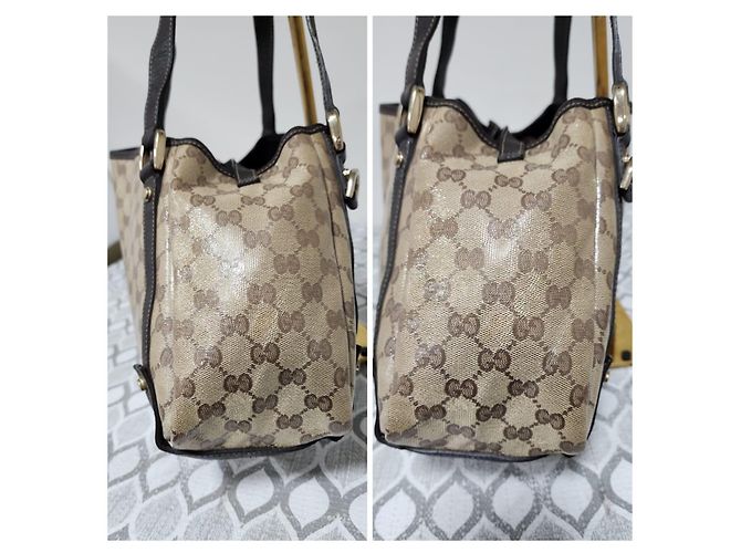 Borsa a tracolla GUCCI Crystal Monogram Medium Marrone Scuro/Beige - vista 6