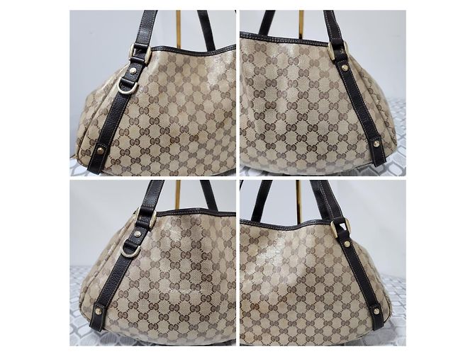 Borsa a tracolla GUCCI Crystal Monogram Medium Marrone Scuro/Beige - vista 8