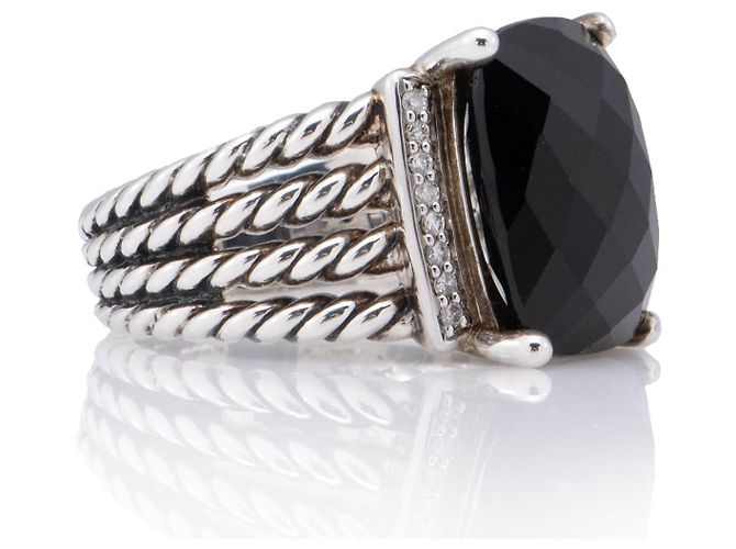 Anello Wheaton in argento sterling, diamante e onice David Yurman - Misura 8 Nero - vista 2