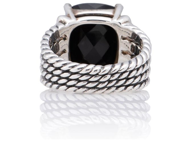 Anello Wheaton in argento sterling, diamante e onice David Yurman - Misura 8 Nero - vista 3