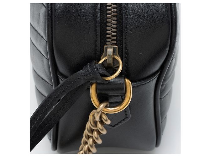 Borsa a tracolla piccola Gucci Matelasse Leather GG Marmont Nero - vista 10
