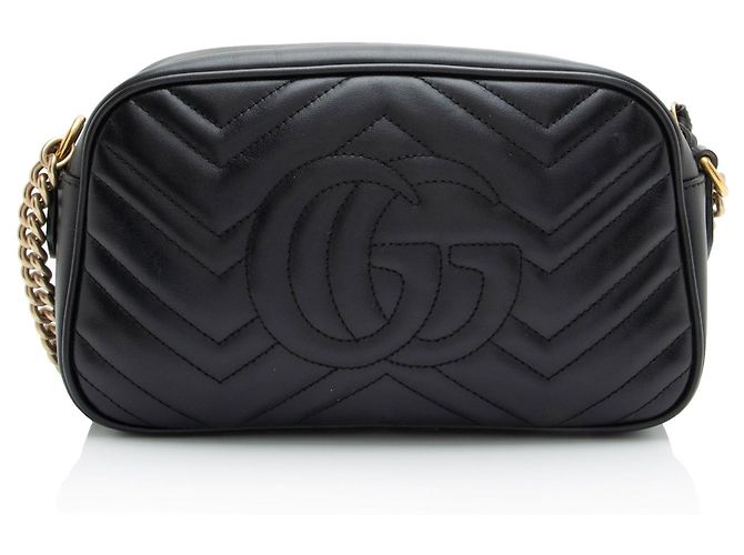 Borsa a tracolla piccola Gucci Matelasse Leather GG Marmont Nero - vista 3