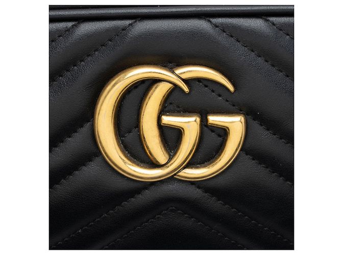Borsa a tracolla piccola Gucci Matelasse Leather GG Marmont Nero - vista 9