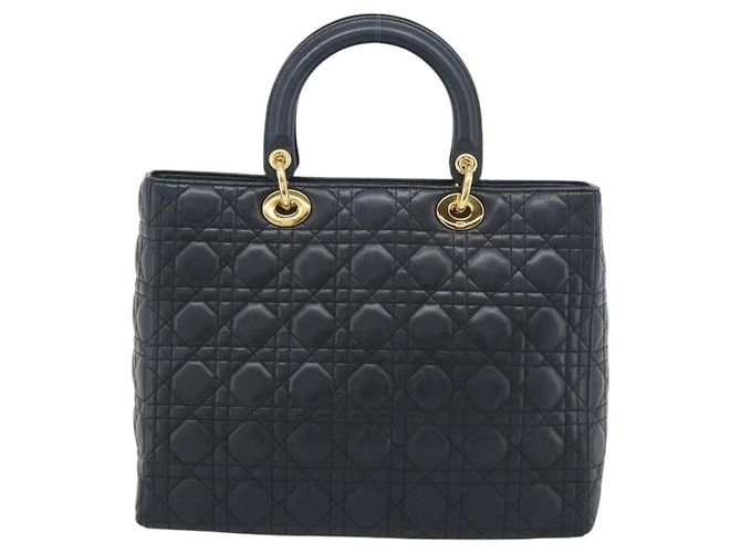 Christian Dior Lady Dior Cannage Quilt Lambskin Medium Nero - vista 2