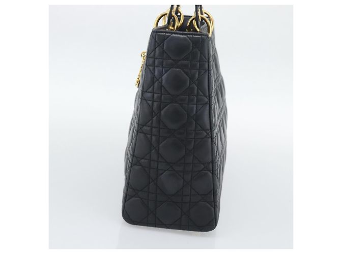 Christian Dior Lady Dior Cannage Quilt Lambskin Medium Nero - vista 4