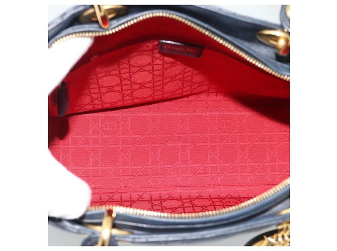 Christian Dior Lady Dior Cannage Quilt Lambskin Medium Nero - vista 5
