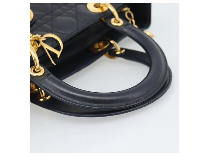 Christian Dior Lady Dior Cannage Quilt Lambskin Medium Nero - vista 7