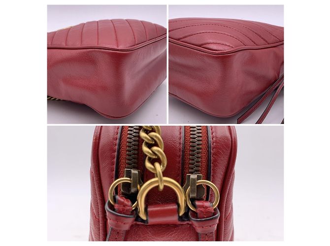 Borsa a tracolla in pelle Gucci GG Marmont Rosso - vista 6