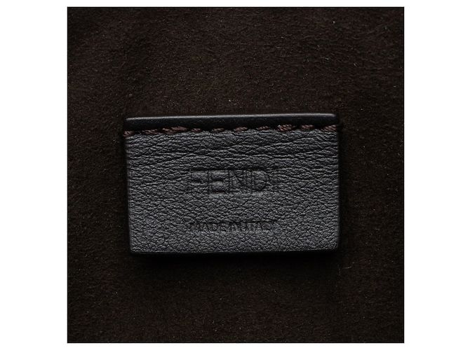Fendi Borsa a tracolla piccola in pelle di vitello e cristalli Fab Marrone - vista 8