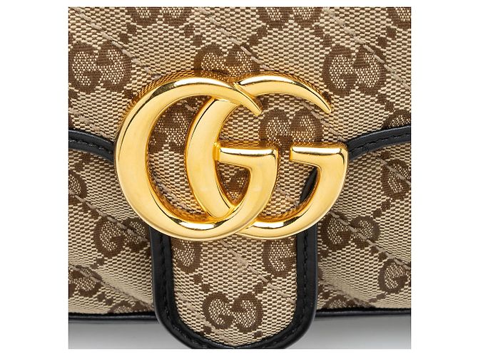 Borsa a patta piccola Gucci Matelasse GG Canvas GG Marmont Marrone Beige - vista 9