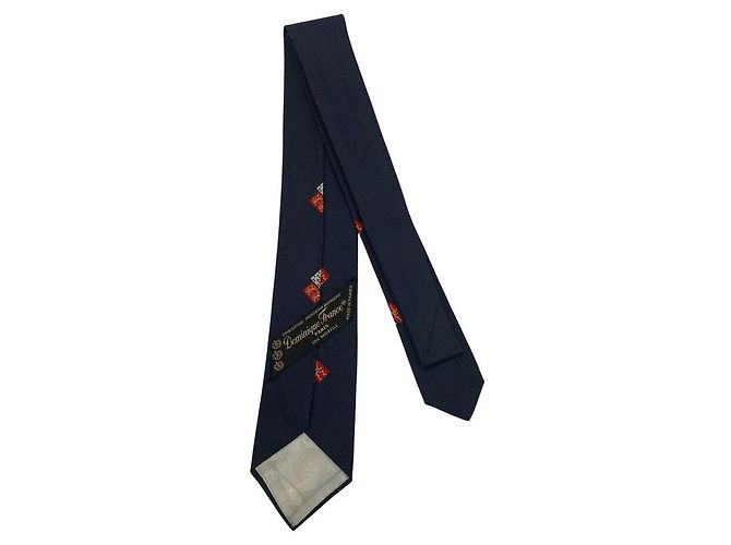 Autre Marque Cravatta in seta Dominique France Rosso Blu Blu navy - vista 2