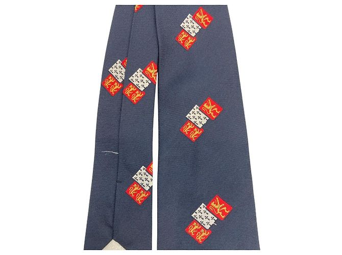 Autre Marque Cravatta in seta Dominique France Rosso Blu Blu navy - vista 4