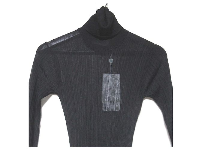 Autre Marque RAT&BOA Strickkleid mit Rollkragen und Rippstrick Schwarz - Ansicht 3