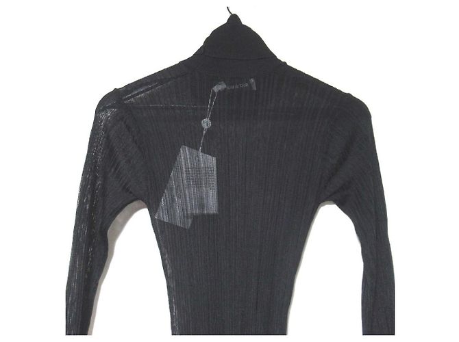 Autre Marque RAT&BOA Strickkleid mit Rollkragen und Rippstrick Schwarz - Ansicht 4