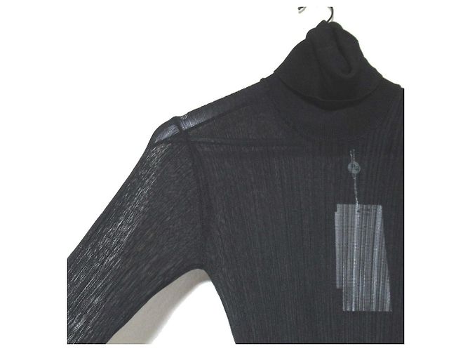 Autre Marque RAT&BOA Strickkleid mit Rollkragen und Rippstrick Schwarz - Ansicht 5