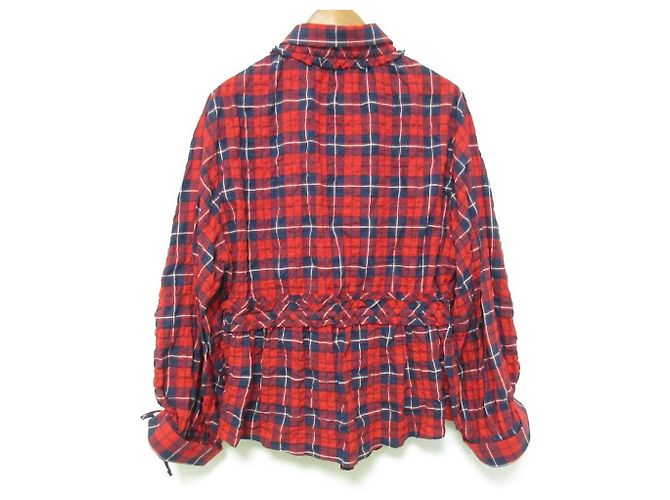Autre Marque Dsquared2 Rüschenbluse mit Karomuster Rot Blau - Ansicht 2