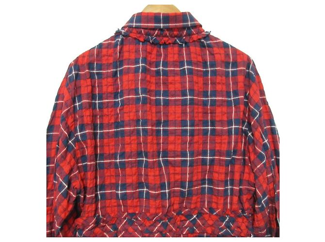 Autre Marque Dsquared2 Rüschenbluse mit Karomuster Rot Blau - Ansicht 4