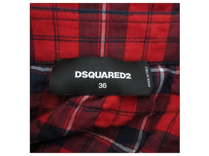 Autre Marque Dsquared2 Rüschenbluse mit Karomuster Rot Blau - Ansicht 7