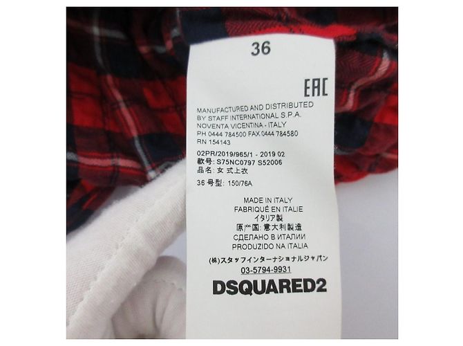 Autre Marque Dsquared2 Rüschenbluse mit Karomuster Rot Blau - Ansicht 8