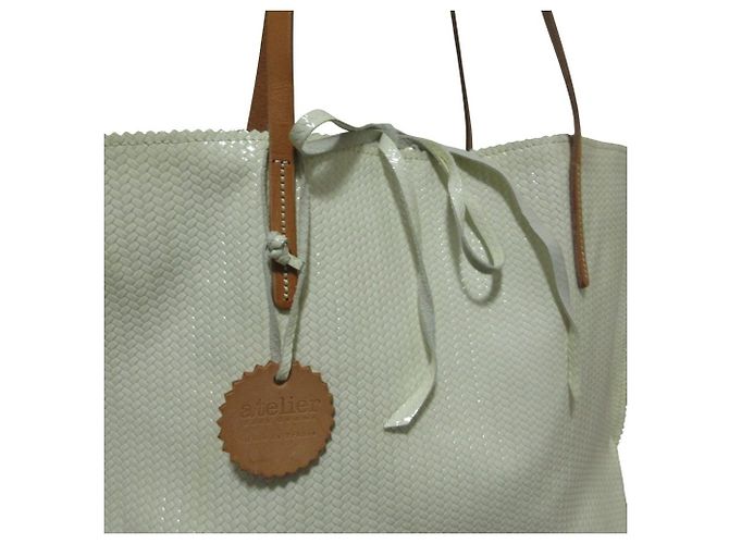 Autre Marque jack gomme ATELIER CUIR LIBRE Borsa 2-way in pelle Bianco - vista 5