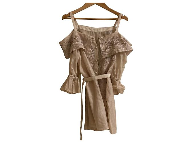Autre Marque Camicetta GRACE CONTINENTAL con ricamo orientale Beige - vista 3