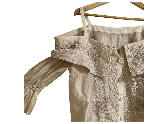 Autre Marque Camicetta GRACE CONTINENTAL con ricamo orientale Beige - vista 4